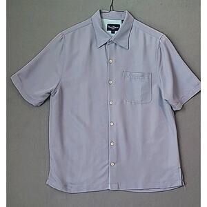 Nat Nast Men’s Button-Up Shirt Medium Solid Blue Short Sleeve Casual